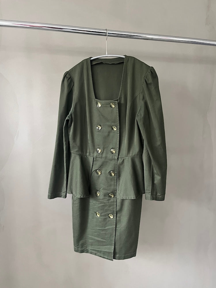 80s Peplum Military Dress