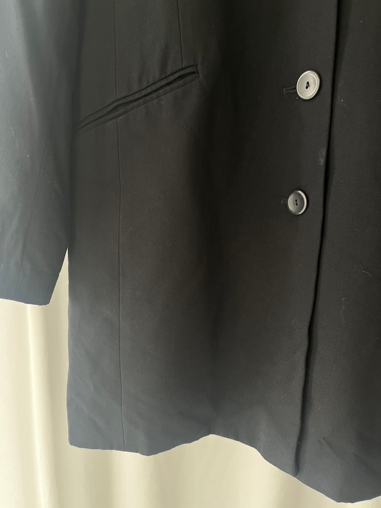 80s Black Collarless Jacket