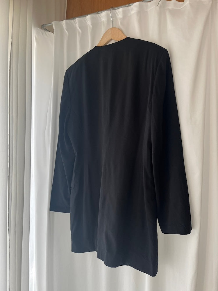 80s Black Collarless Jacket