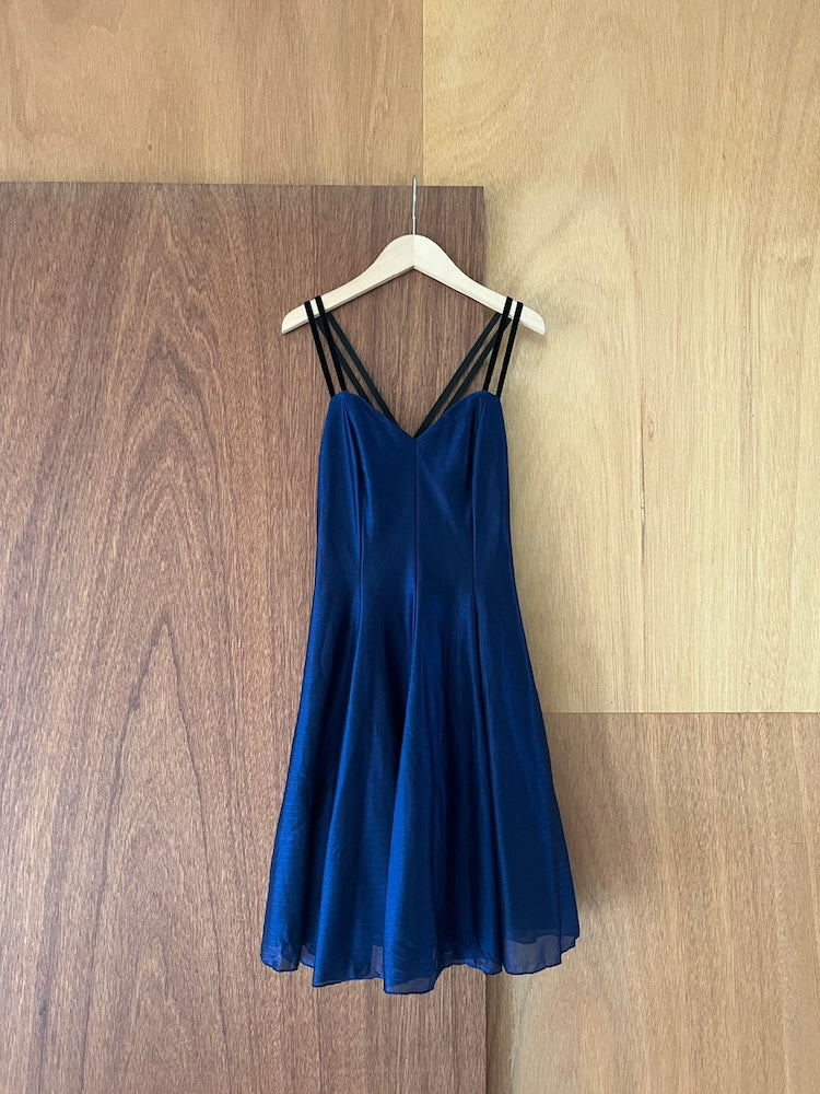 Blue Lame Mini Dress