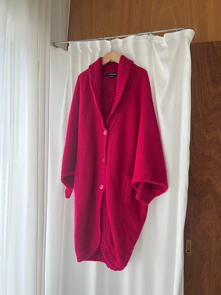 Magenta Wool Knit Coat