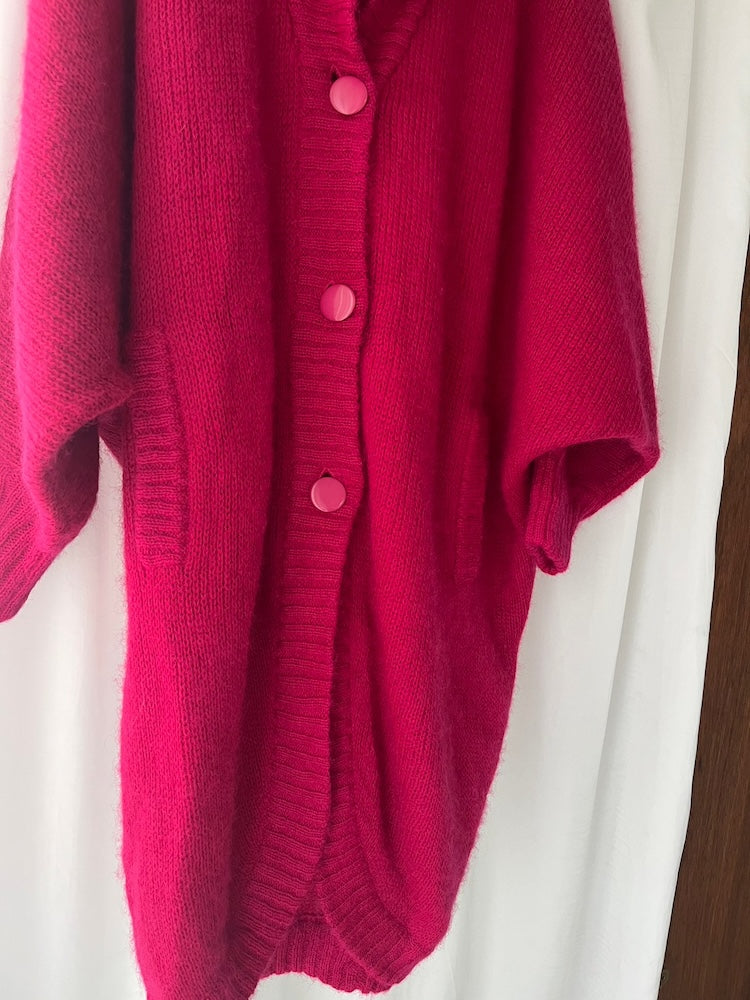 Magenta Wool Knit Coat