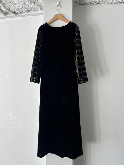70s Circle Design Velour Dress