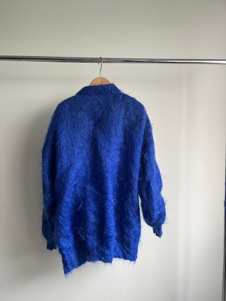 80s Blue Mohair Knit Cardigan