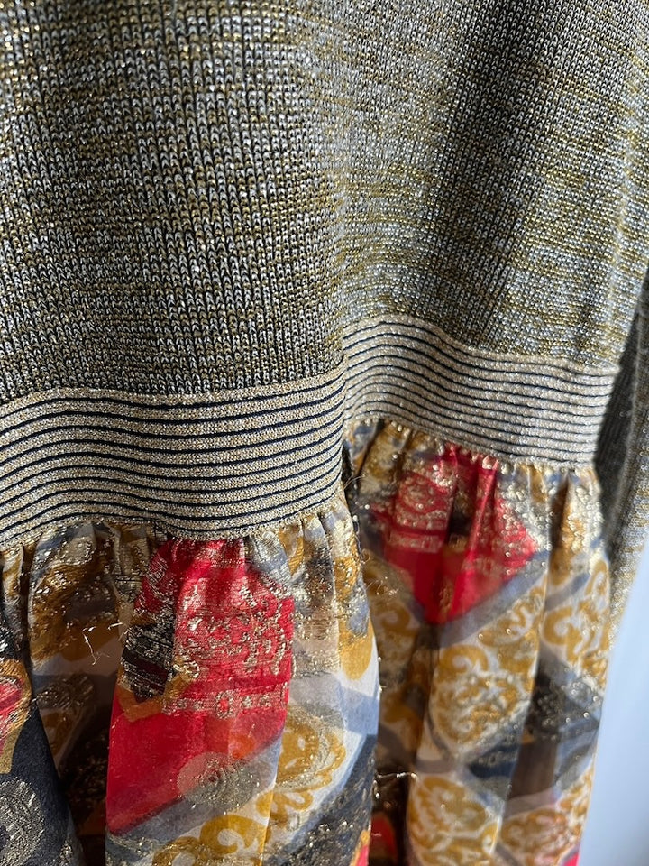 70s Jacquard Gold Lame Dress