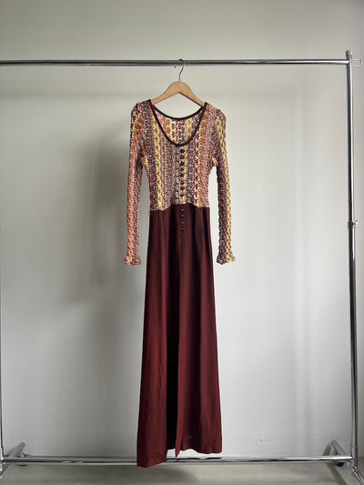 70s Bordeaux Docking Design Dress