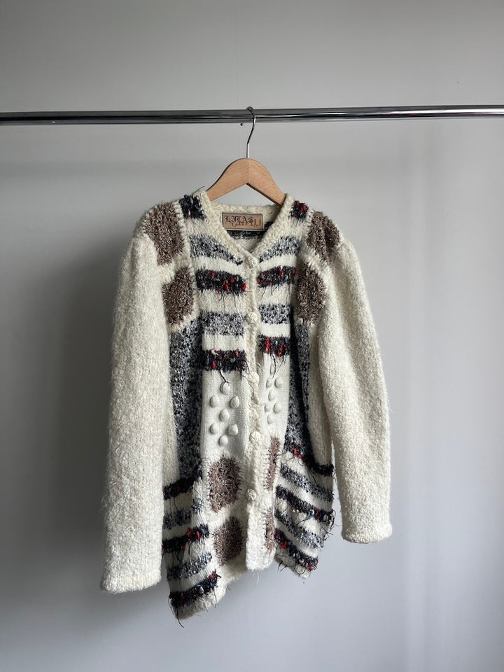 80s White Design Cardigan