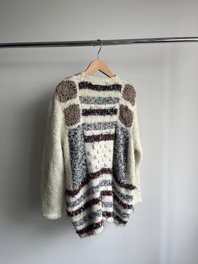 80s White Design Cardigan