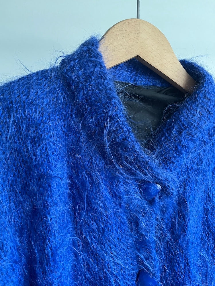 80s Blue Mohair Knit Cardigan