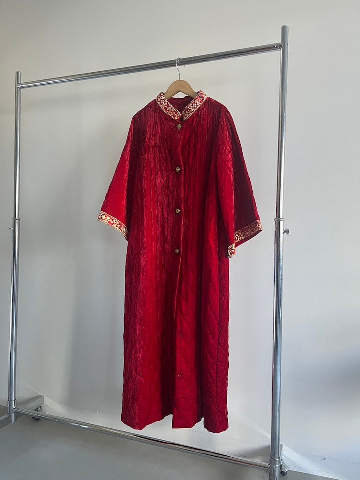 Quilt Red Long Coat