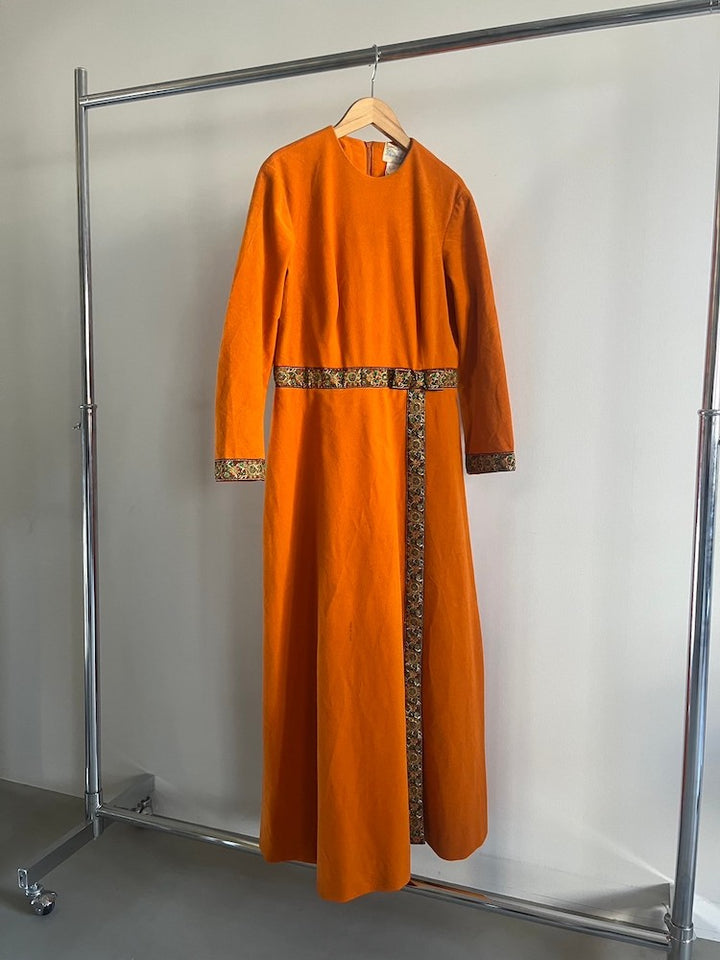 70s Orange Tyrolean Tape Dress