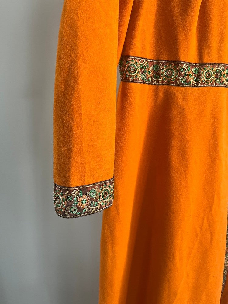 70s Orange Tyrolean Tape Dress