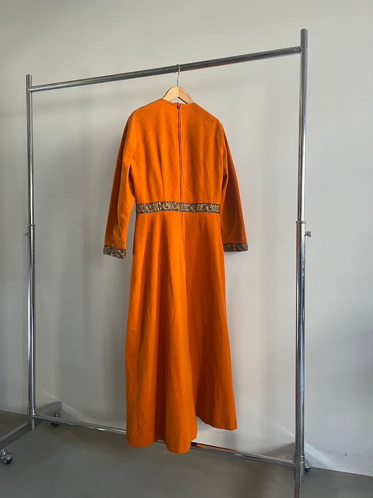 70s Orange Tyrolean Tape Dress