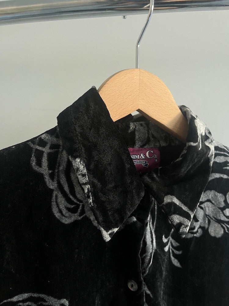 Black Flower Velour Shirt