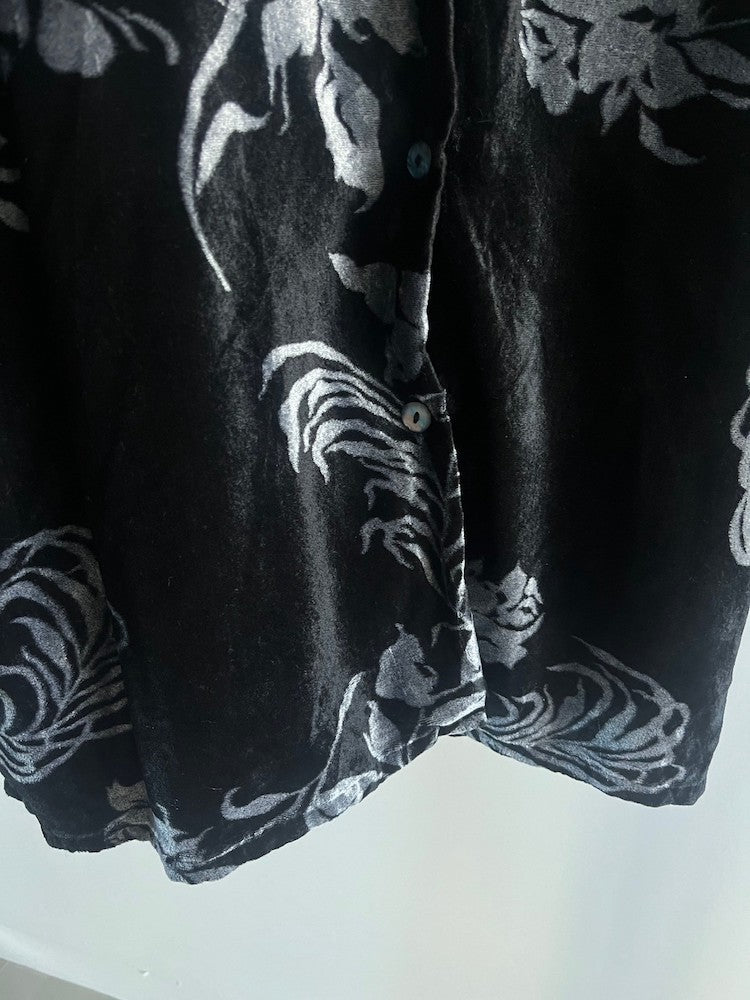 Black Flower Velour Shirt