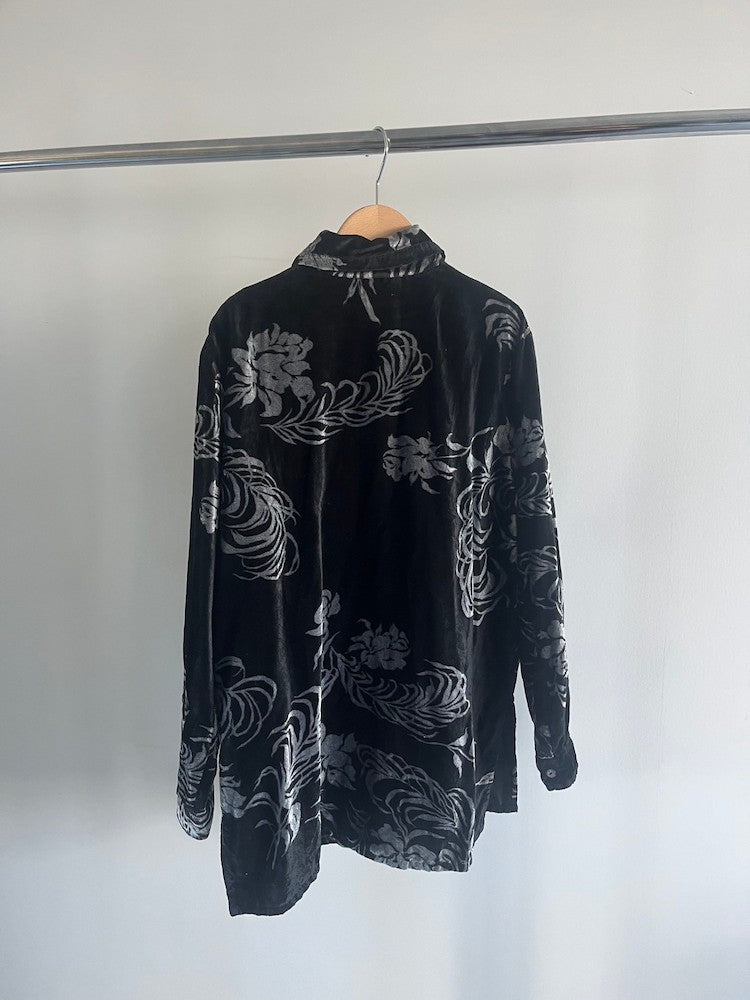 Black Flower Velour Shirt