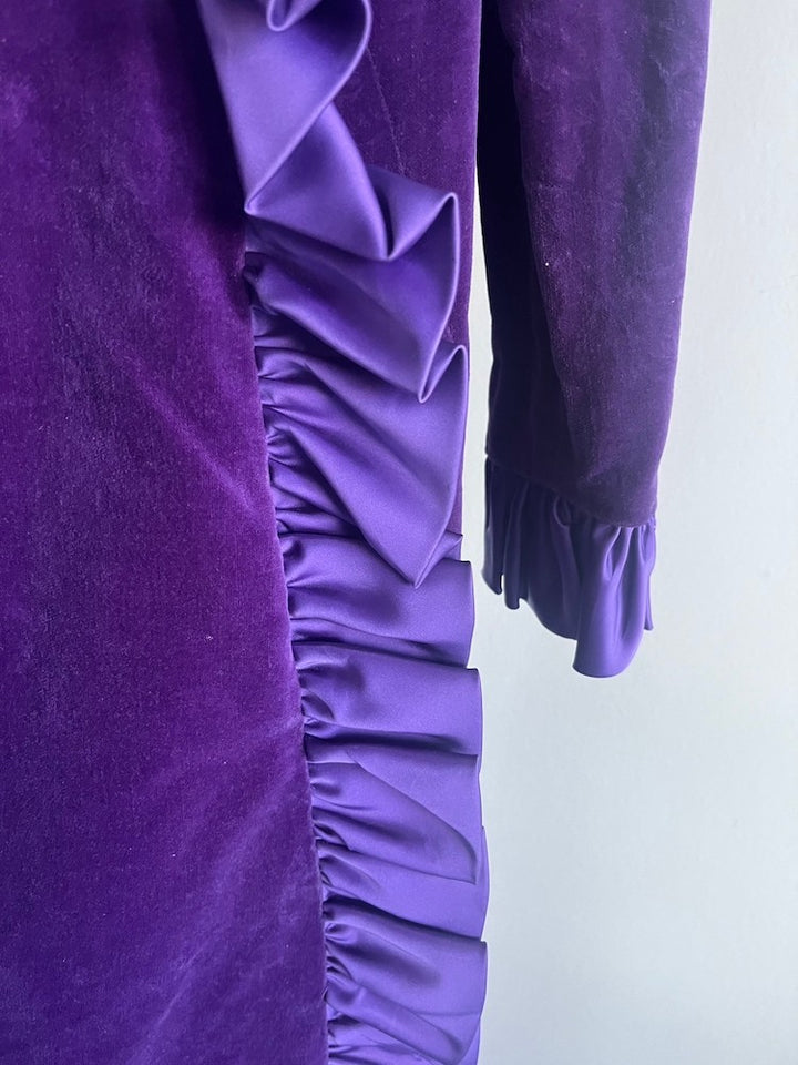 Velvet Grape Frill Dress