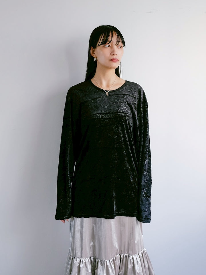 Black Flower Velour Tee