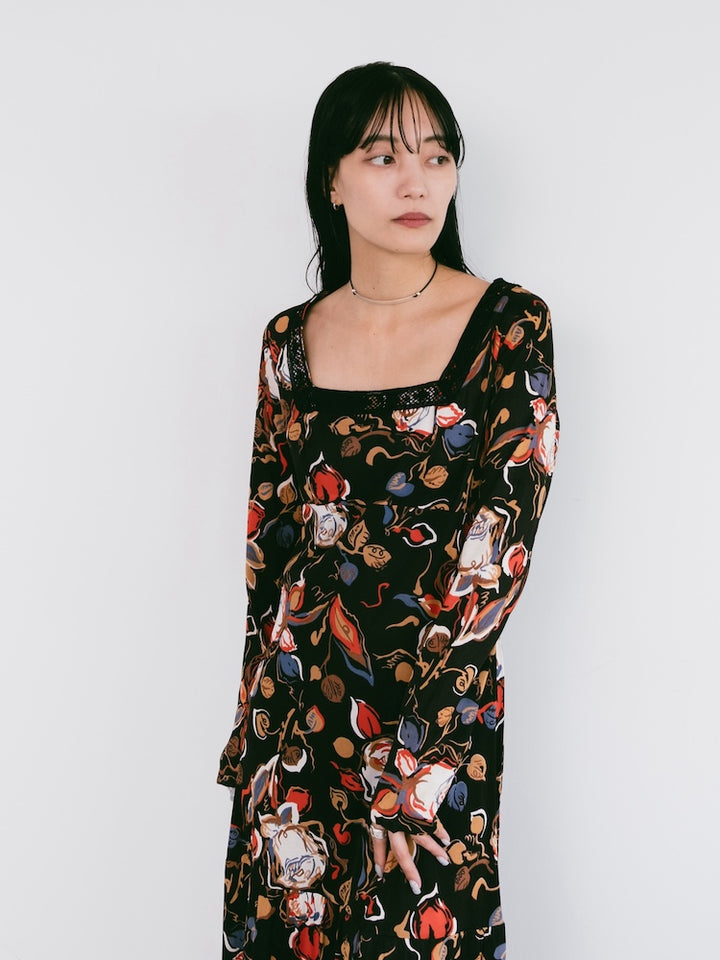 70s Rose Painting Dress