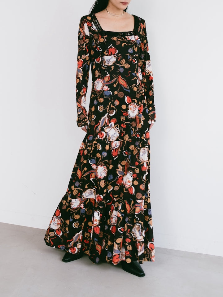 70s Rose Painting Dress