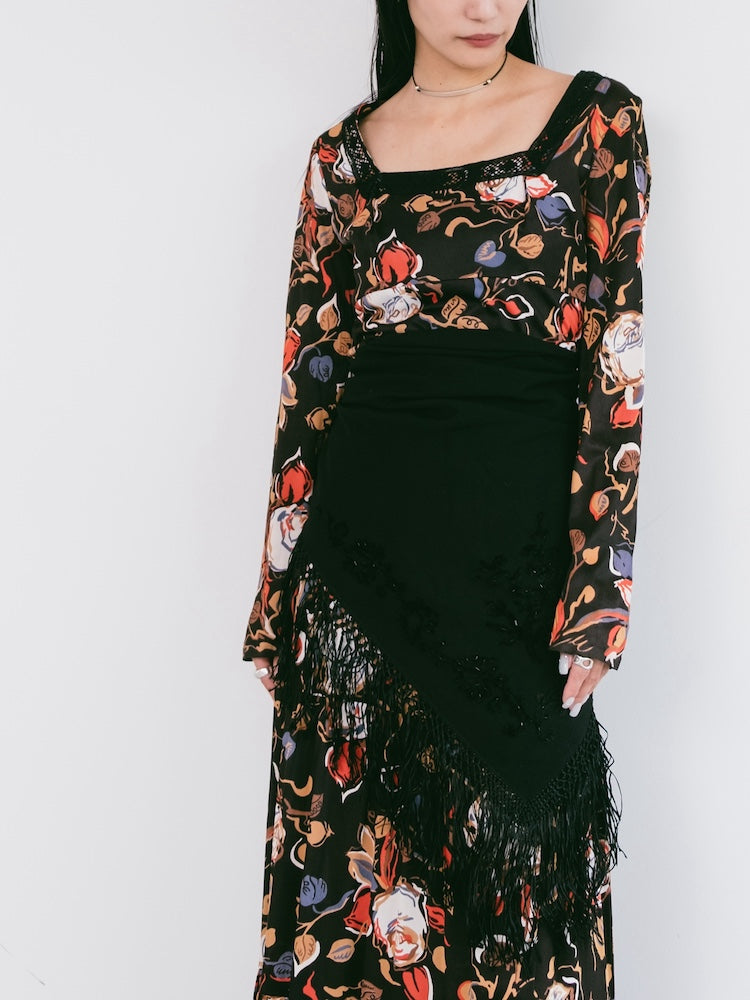 70s Rose Painting Dress