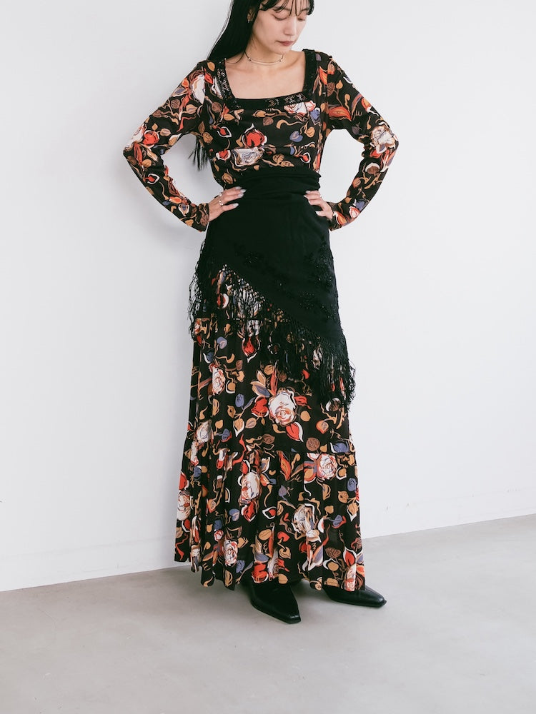 70s Rose Painting Dress