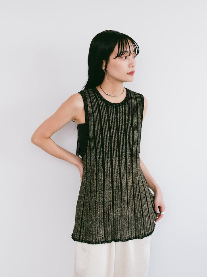 Sleeveless Stripe Knit Top