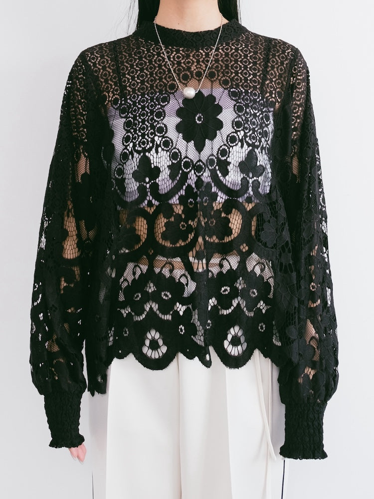 Black Flower Lace Top