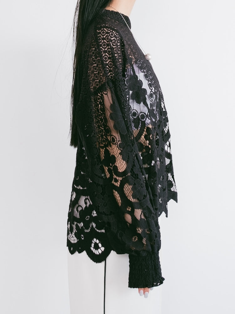 Black Flower Lace Top