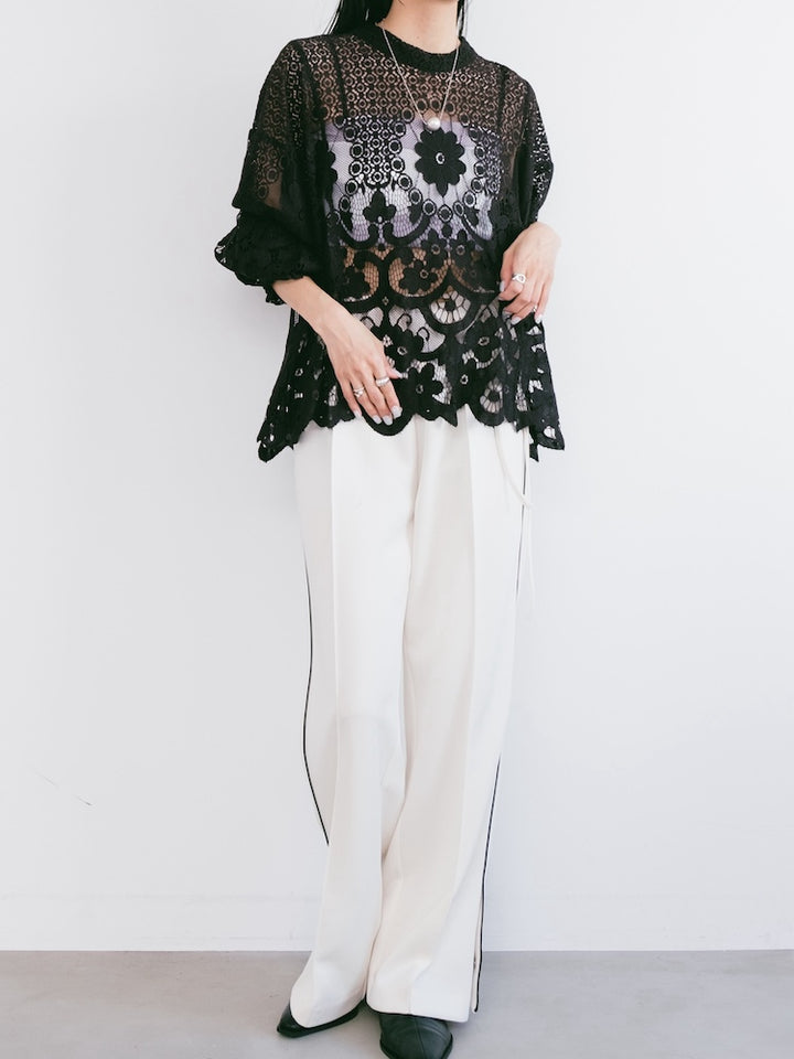 Black Flower Lace Top