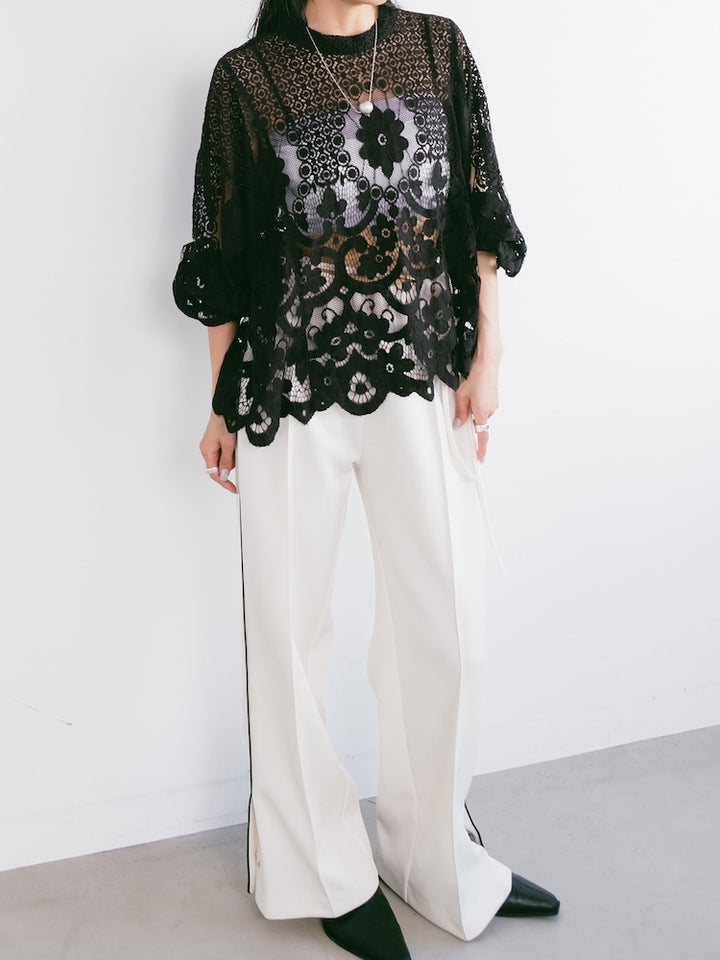 Black Flower Lace Top