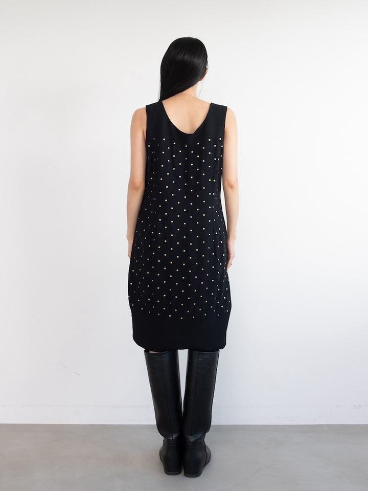 Uneck Dot Midi Dress