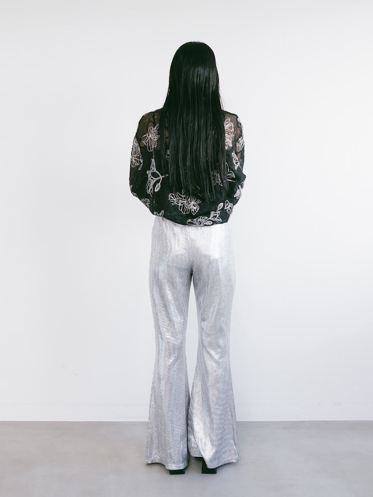 Silver Stretch Flare Pants