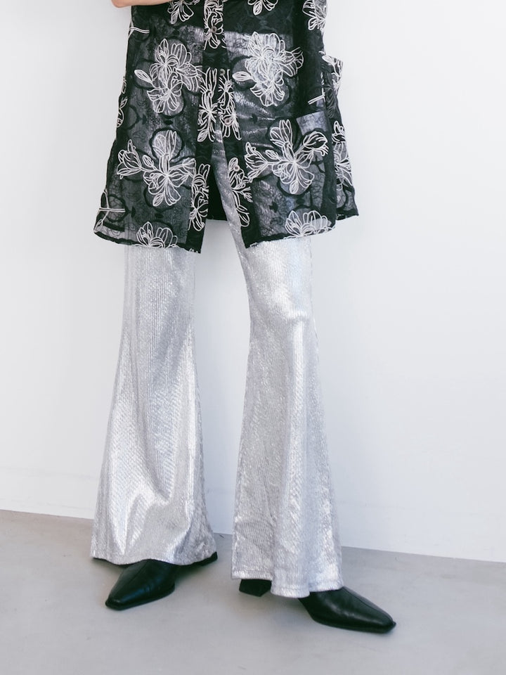 Silver Stretch Flare Pants