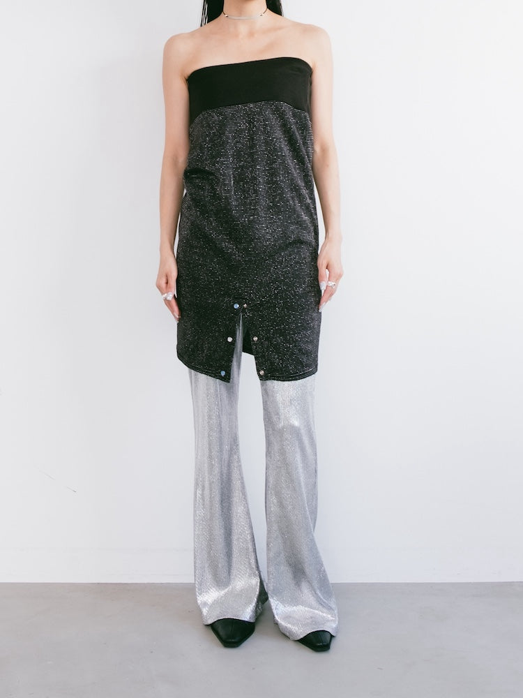 Silver Stretch Flare Pants