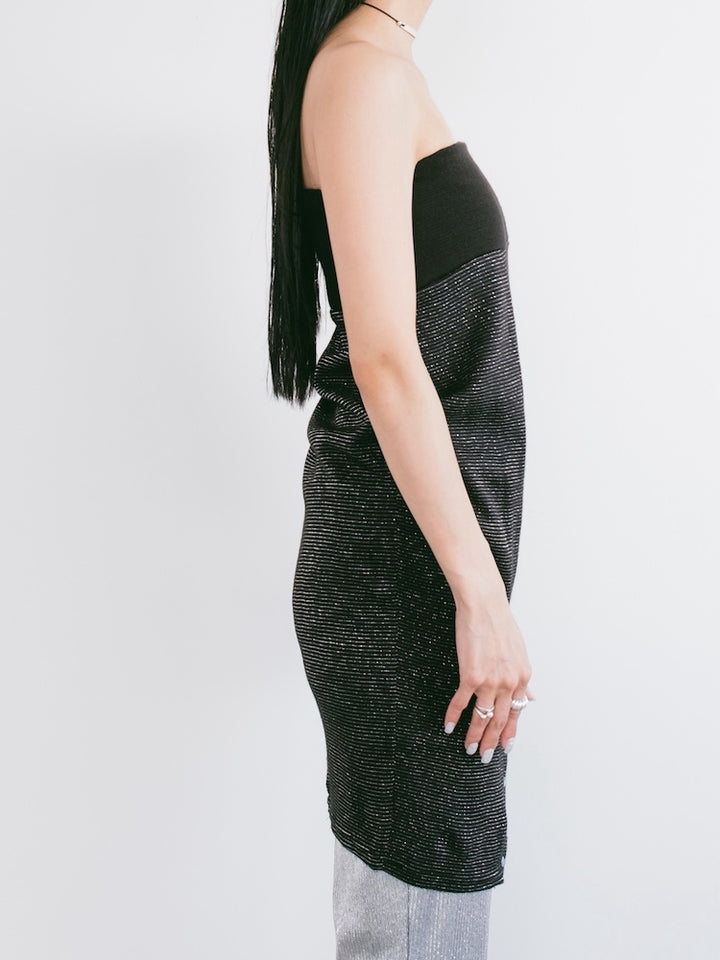 Stripe Lame Midi Skirt