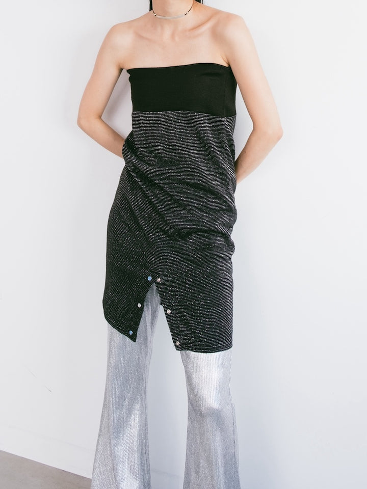 Silver Stretch Flare Pants