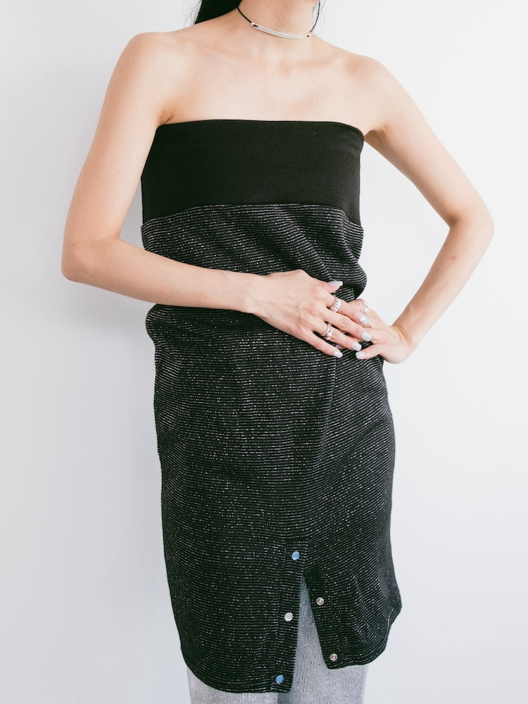 Stripe Lame Midi Skirt