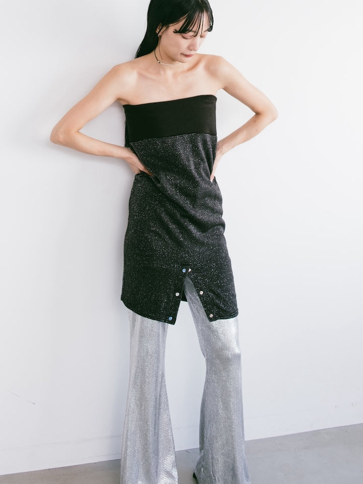 Silver Stretch Flare Pants