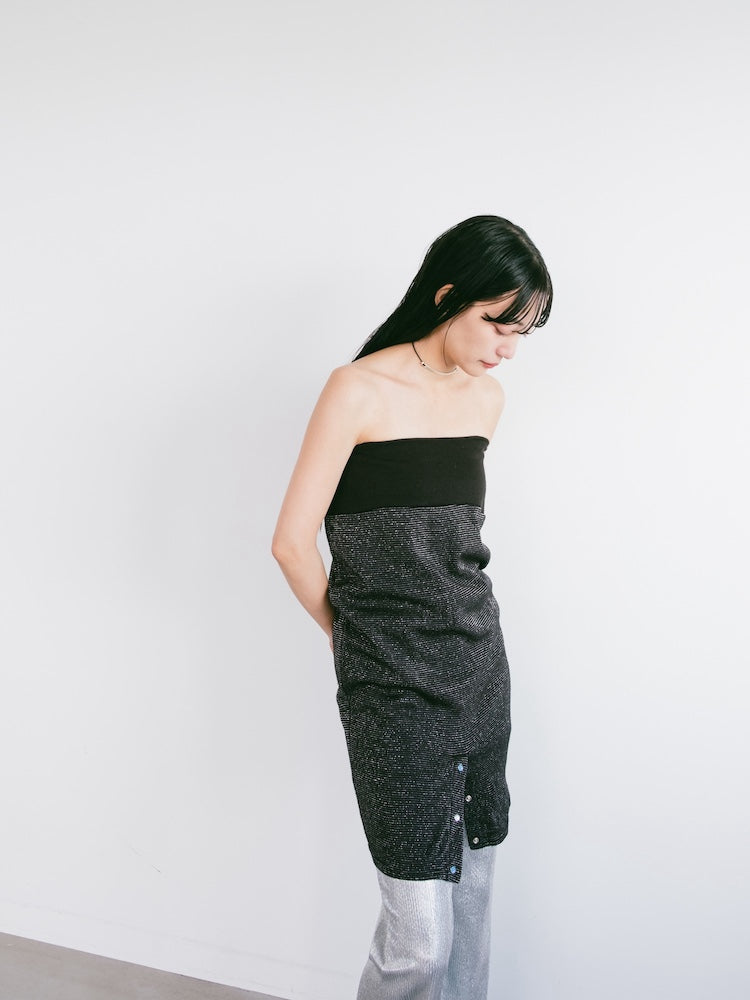 Stripe Lame Midi Skirt