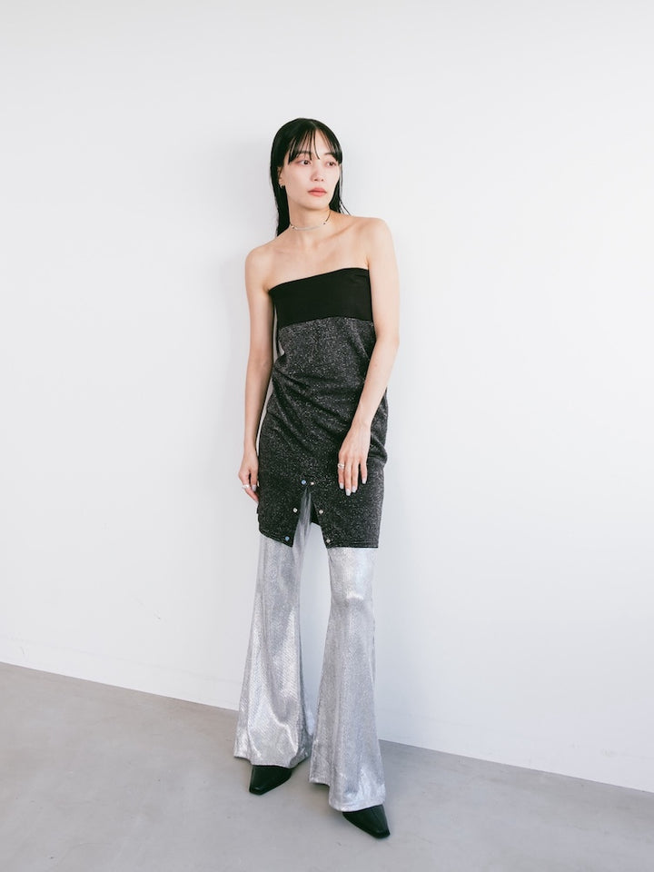 Silver Stretch Flare Pants