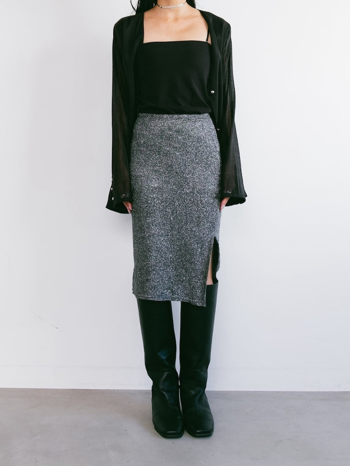 Compact Stretch Lame Skirt