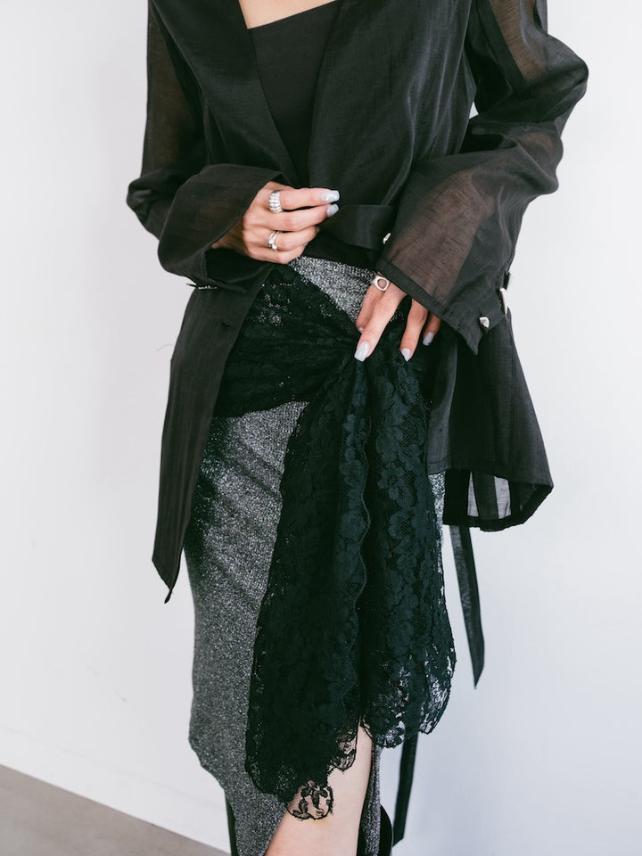 Vintage Scarf / Black Lace