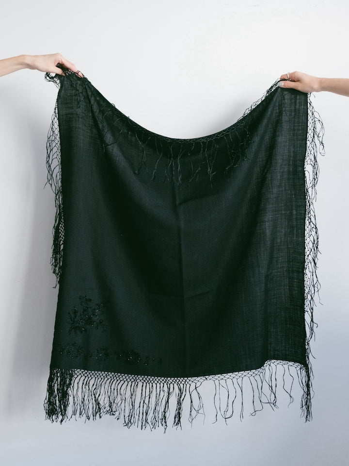 Vintage Scarf / Embroidery Fringe