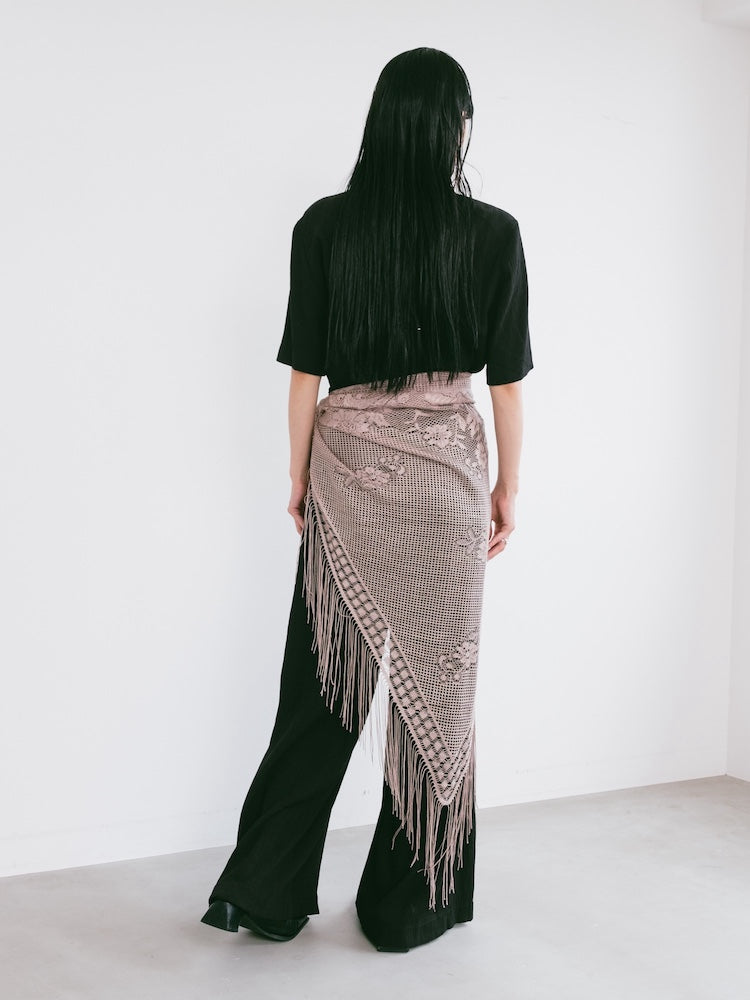 Vintage Scarf / Fringe Beige
