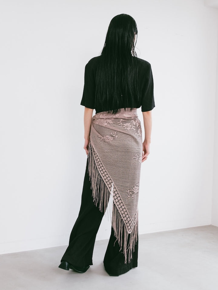 Vintage Scarf / Fringe Beige