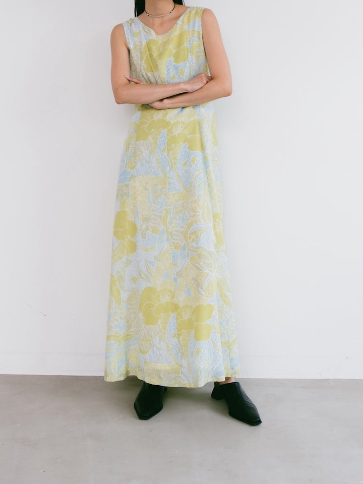 Sleeveless Lemon Flower Dress