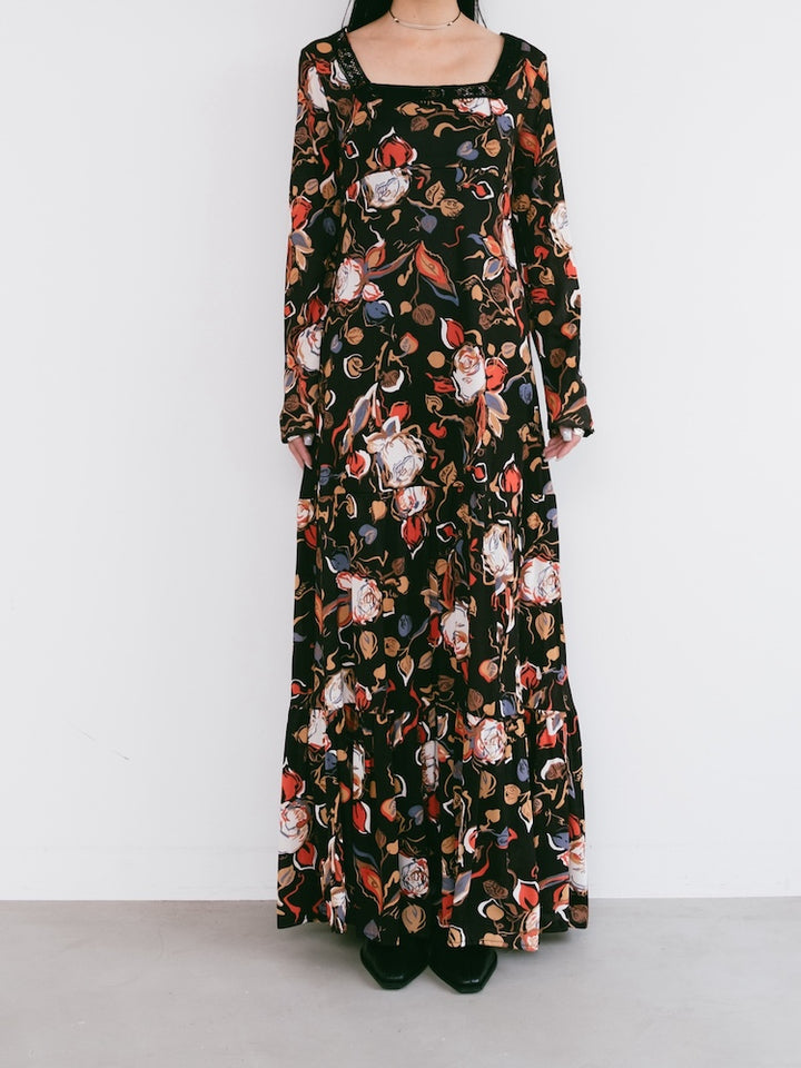 70s Rose Painting Dress