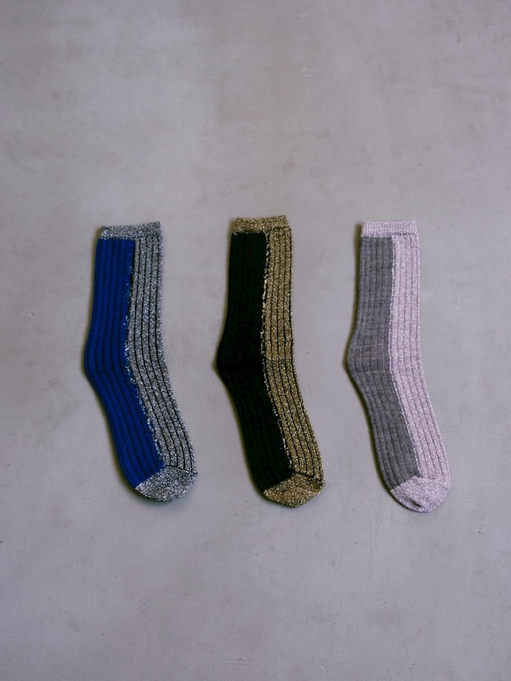 COLOR BLOCK GLITTER SOCKS
