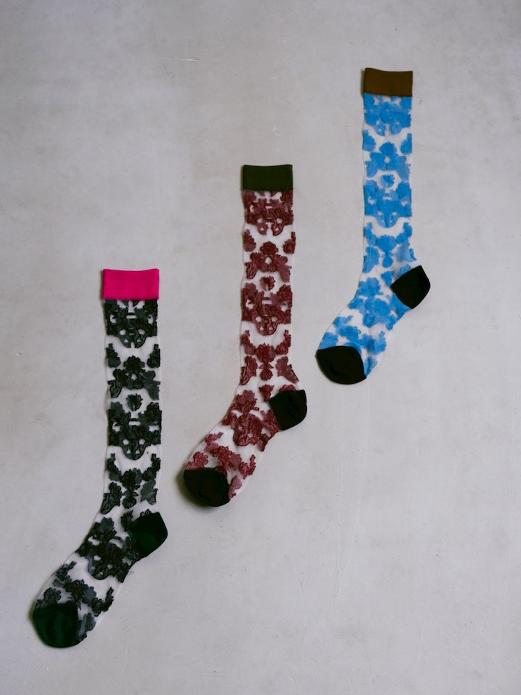 3COLOR FLOWER SEE-THROUGH SOCKS